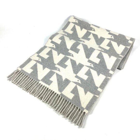 LOUIS VUITTON fringe Scarf -LV Dove logo Scarf wool / Cashmere gray/White - Picture 3 of 9